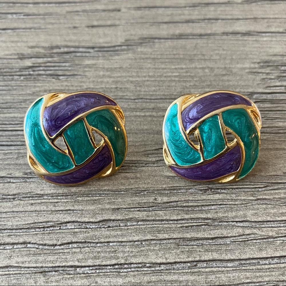 Vintage Purple and Turquoise Earrings
